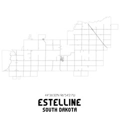 Estelline South Dakota. US street map with black and white lines.