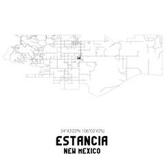 Estancia New Mexico. US street map with black and white lines.