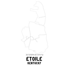 Etoile Kentucky. US street map with black and white lines.
