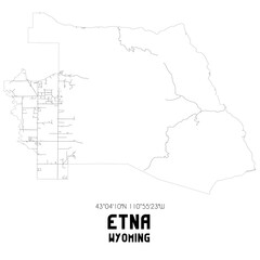 Etna Wyoming. US street map with black and white lines.