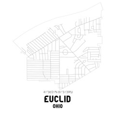 Euclid Ohio. US street map with black and white lines.