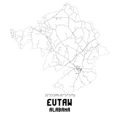 Fototapeta premium Eutaw Alabama. US street map with black and white lines.