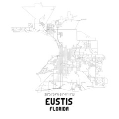 Eustis Florida. US street map with black and white lines.