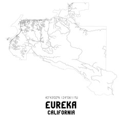 Eureka California. US street map with black and white lines.