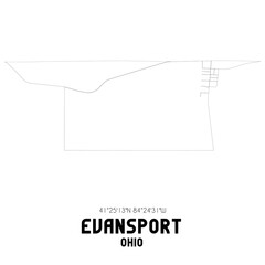 Evansport Ohio. US street map with black and white lines.