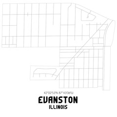 Evanston Illinois. US street map with black and white lines.