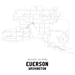 Everson Washington. US street map with black and white lines.