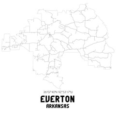 Everton Arkansas. US street map with black and white lines.