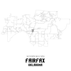Fairfax Oklahoma. US street map with black and white lines.