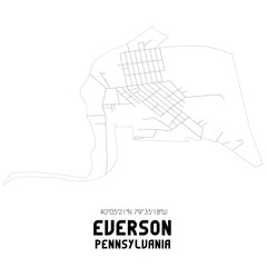 Everson Pennsylvania. US street map with black and white lines.