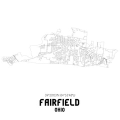 Fairfield Ohio. US street map with black and white lines.