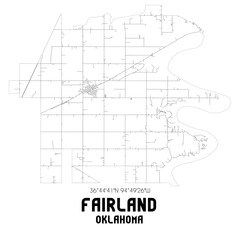 Fairland Oklahoma. US street map with black and white lines.