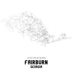 Fairburn Georgia. US street map with black and white lines.