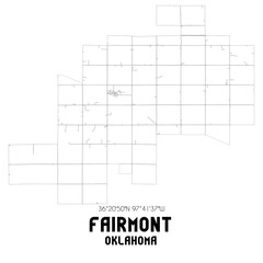 Fairmont Oklahoma. US street map with black and white lines.
