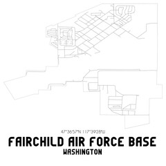 Obraz premium Fairchild Air Force Base Washington. US street map with black and white lines.