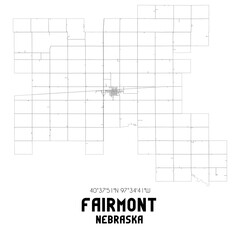 Fairmont Nebraska. US street map with black and white lines.