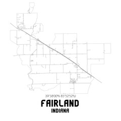 Fairland Indiana. US street map with black and white lines.