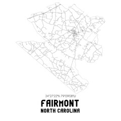 Fairmont North Carolina. US street map with black and white lines.
