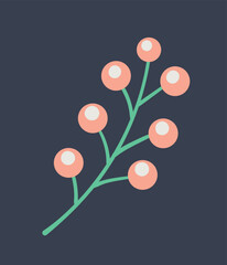 Red berries icon. Symbol of winter season. Vitamins and healthy food, useful elements. Natural and organic product. Poster or banner for website, stylish logotype. Cartoon flat vector illustration