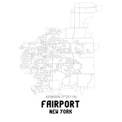 Fototapeta na wymiar Fairport New York. US street map with black and white lines.