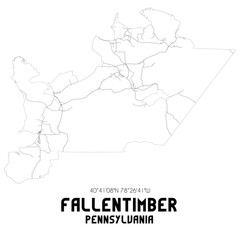 Fallentimber Pennsylvania. US street map with black and white lines.