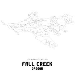 Fall Creek Oregon. US street map with black and white lines.