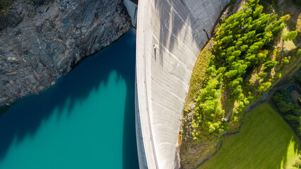 Panoramic drone view on the dam