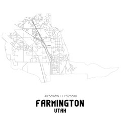 Fototapeta premium Farmington Utah. US street map with black and white lines.