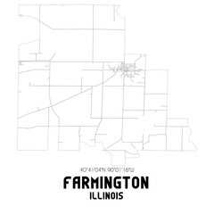 Farmington Illinois. US street map with black and white lines.