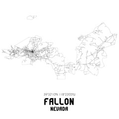 Obraz premium Fallon Nevada. US street map with black and white lines.