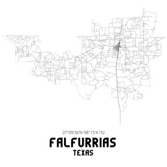 Falfurrias Texas. US street map with black and white lines.