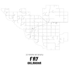 Fay Oklahoma. US street map with black and white lines.