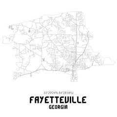 Fototapeta na wymiar Fayetteville Georgia. US street map with black and white lines.