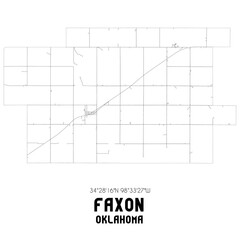 Faxon Oklahoma. US street map with black and white lines.
