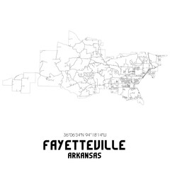 Fototapeta na wymiar Fayetteville Arkansas. US street map with black and white lines.