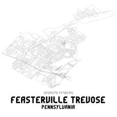 Fototapeta na wymiar Feasterville Trevose Pennsylvania. US street map with black and white lines.