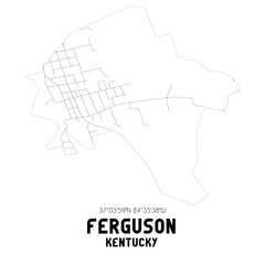Fototapeta na wymiar Ferguson Kentucky. US street map with black and white lines.