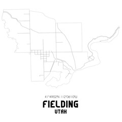 Fielding Utah. US street map with black and white lines.