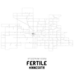 Fertile Minnesota. US street map with black and white lines.