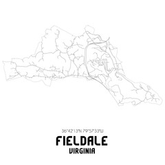 Fieldale Virginia. US street map with black and white lines.