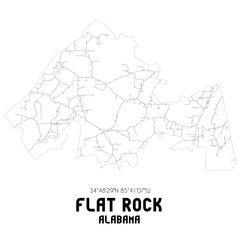 Flat Rock Alabama. US street map with black and white lines.