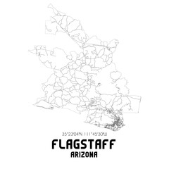 Flagstaff Arizona. US street map with black and white lines.