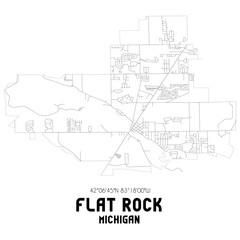 Flat Rock Michigan. US street map with black and white lines.