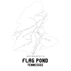 Flag Pond Tennessee. US street map with black and white lines.