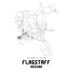 Fototapeta na wymiar Flagstaff Arizona. US street map with black and white lines.