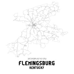 Flemingsburg Kentucky. US street map with black and white lines.