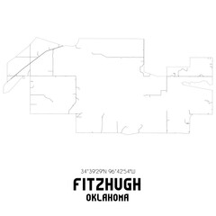 Fitzhugh Oklahoma. US street map with black and white lines.