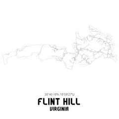 Flint Hill Virginia. US street map with black and white lines.
