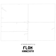 Flom Minnesota. US street map with black and white lines.