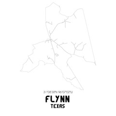 Flynn Texas. US street map with black and white lines.